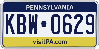 PA license plate KBW0629