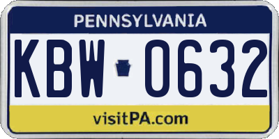 PA license plate KBW0632