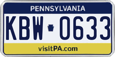 PA license plate KBW0633