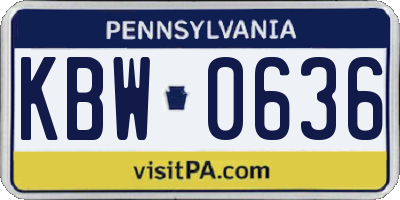 PA license plate KBW0636