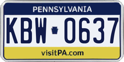 PA license plate KBW0637
