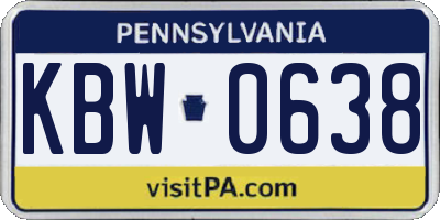 PA license plate KBW0638