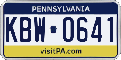 PA license plate KBW0641
