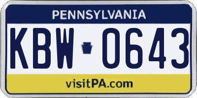 PA license plate KBW0643
