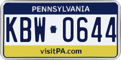 PA license plate KBW0644