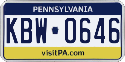 PA license plate KBW0646