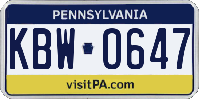 PA license plate KBW0647