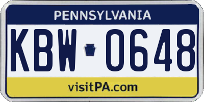 PA license plate KBW0648