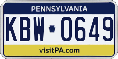 PA license plate KBW0649