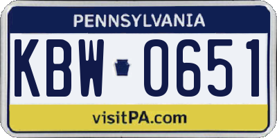PA license plate KBW0651