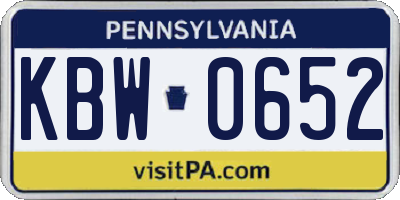 PA license plate KBW0652