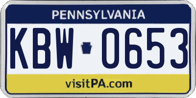 PA license plate KBW0653