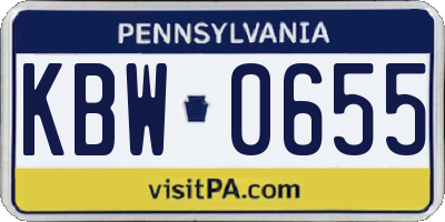 PA license plate KBW0655