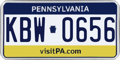 PA license plate KBW0656