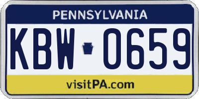 PA license plate KBW0659