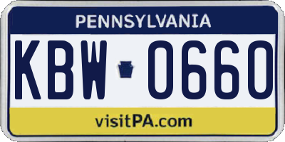 PA license plate KBW0660