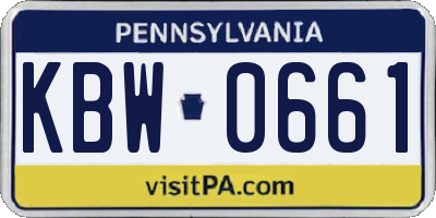 PA license plate KBW0661