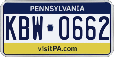 PA license plate KBW0662