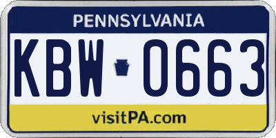 PA license plate KBW0663