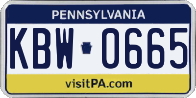 PA license plate KBW0665