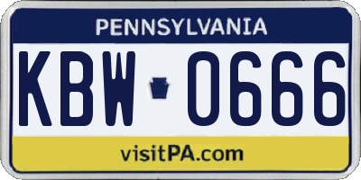 PA license plate KBW0666