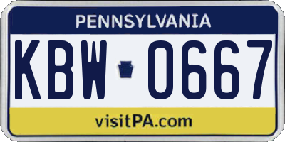 PA license plate KBW0667