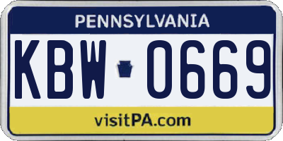 PA license plate KBW0669