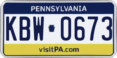 PA license plate KBW0673