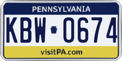 PA license plate KBW0674