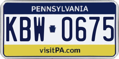 PA license plate KBW0675
