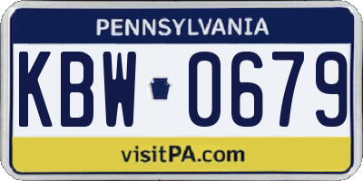 PA license plate KBW0679