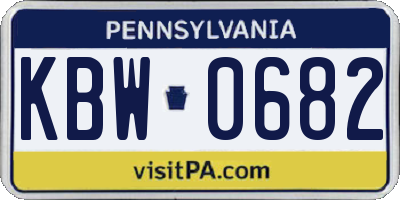 PA license plate KBW0682