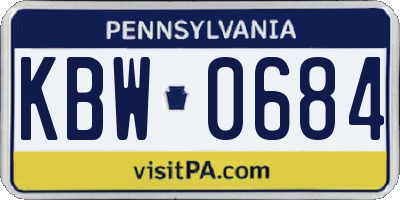 PA license plate KBW0684