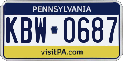 PA license plate KBW0687
