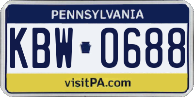 PA license plate KBW0688