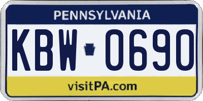 PA license plate KBW0690