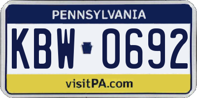 PA license plate KBW0692