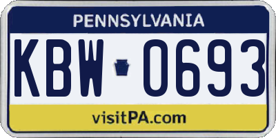 PA license plate KBW0693