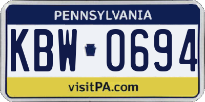 PA license plate KBW0694