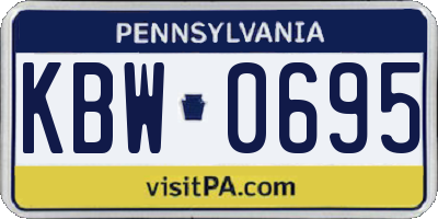 PA license plate KBW0695