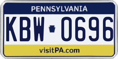 PA license plate KBW0696