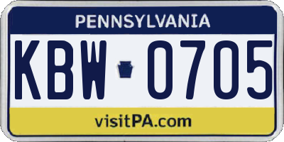 PA license plate KBW0705