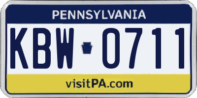 PA license plate KBW0711
