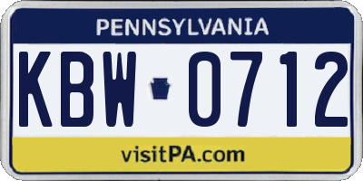 PA license plate KBW0712