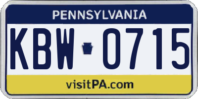 PA license plate KBW0715