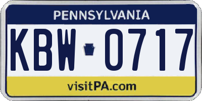 PA license plate KBW0717