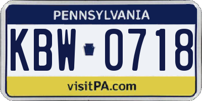 PA license plate KBW0718