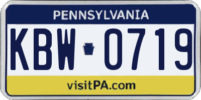 PA license plate KBW0719