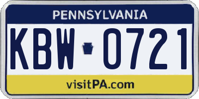 PA license plate KBW0721