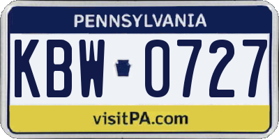PA license plate KBW0727